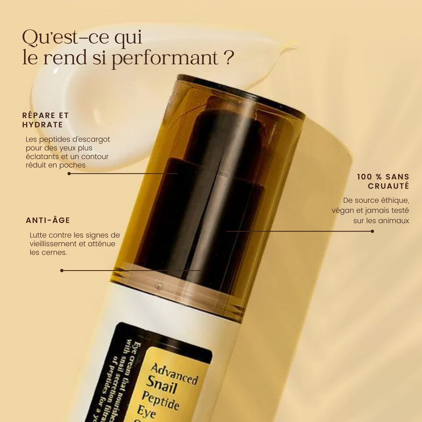 Crème contour des yeux avancée aux peptides d'escargot