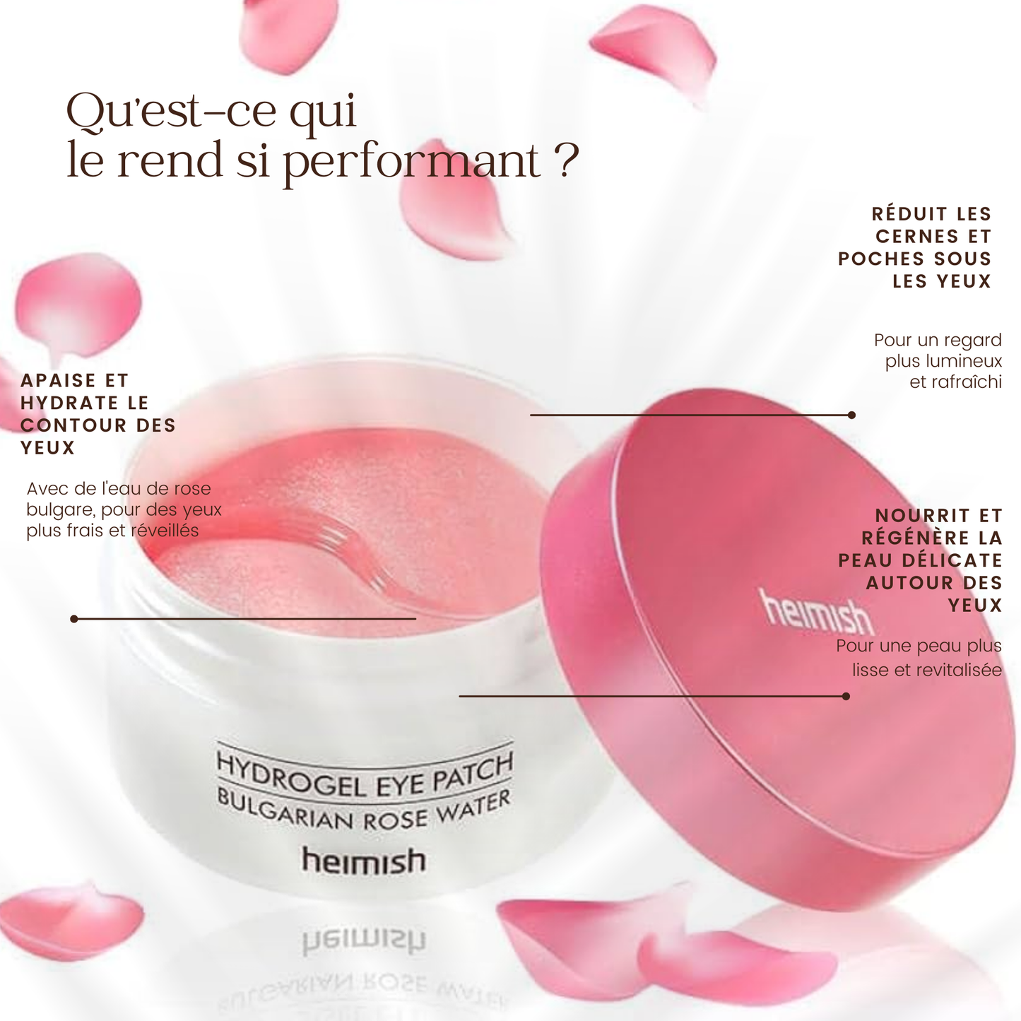 Patch hydrogel pour le contour des yeux à l'eau de rose bulgare