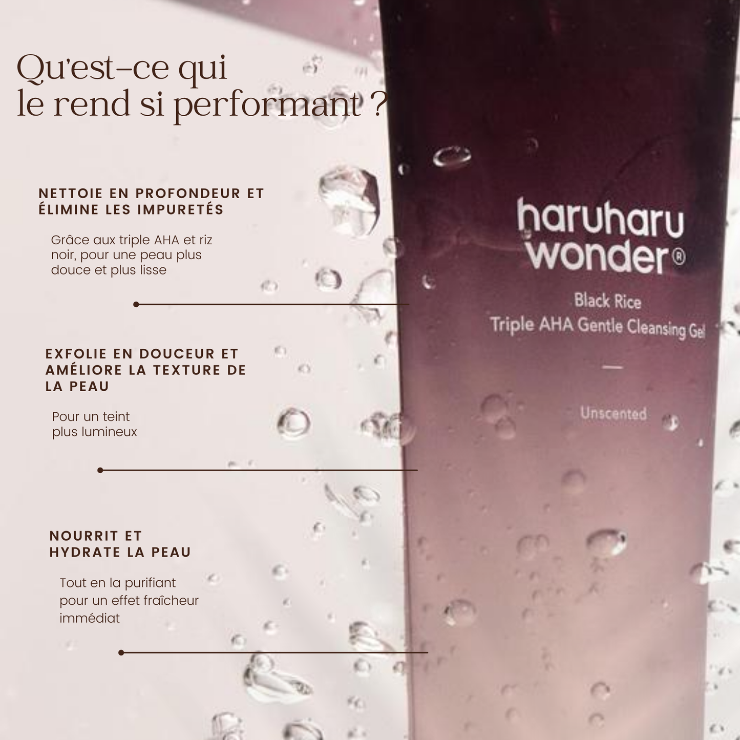 Gel nettoyant doux au riz noir triple AHA