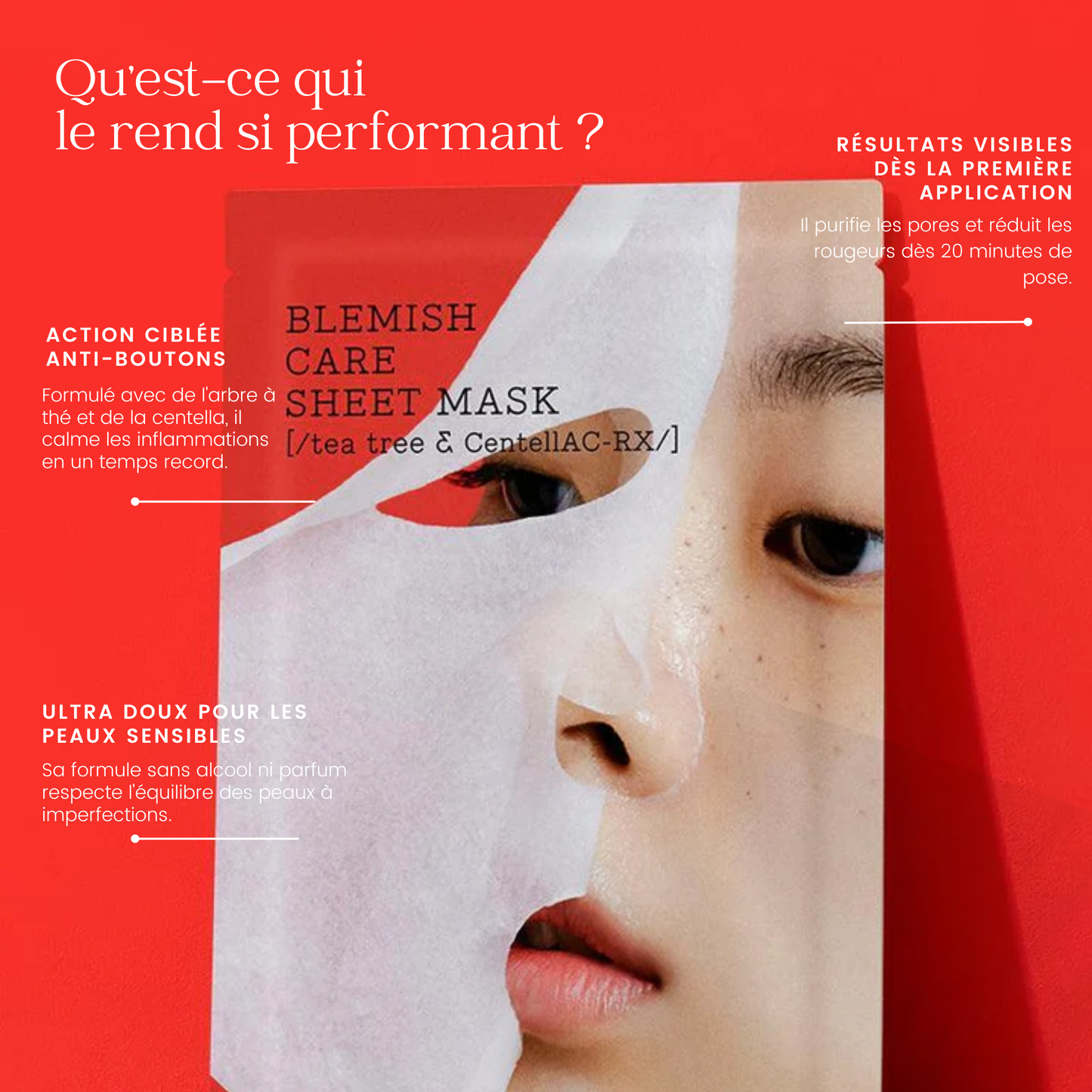 Masque en tissu anti-imperfections de la collection AC