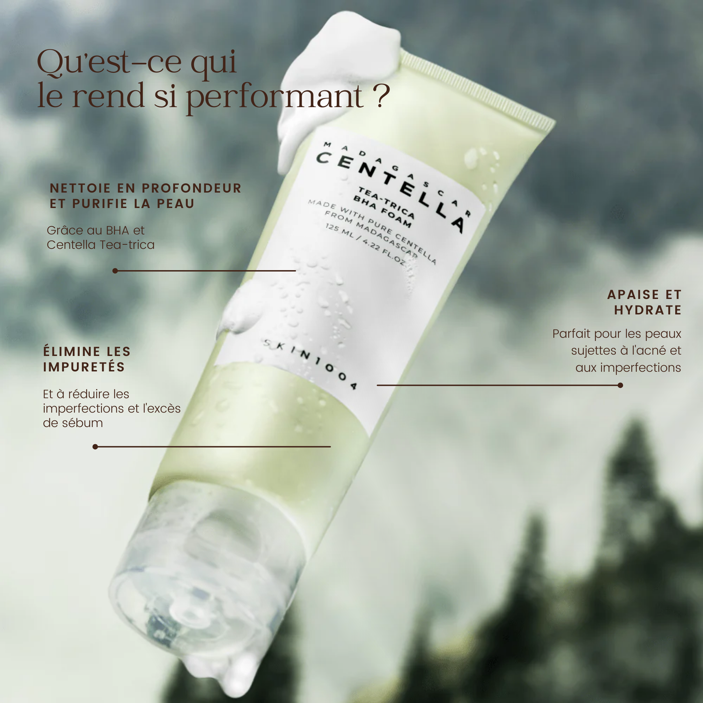 Mousse nettoyante BHA Centella Tea-trica de Madagascar