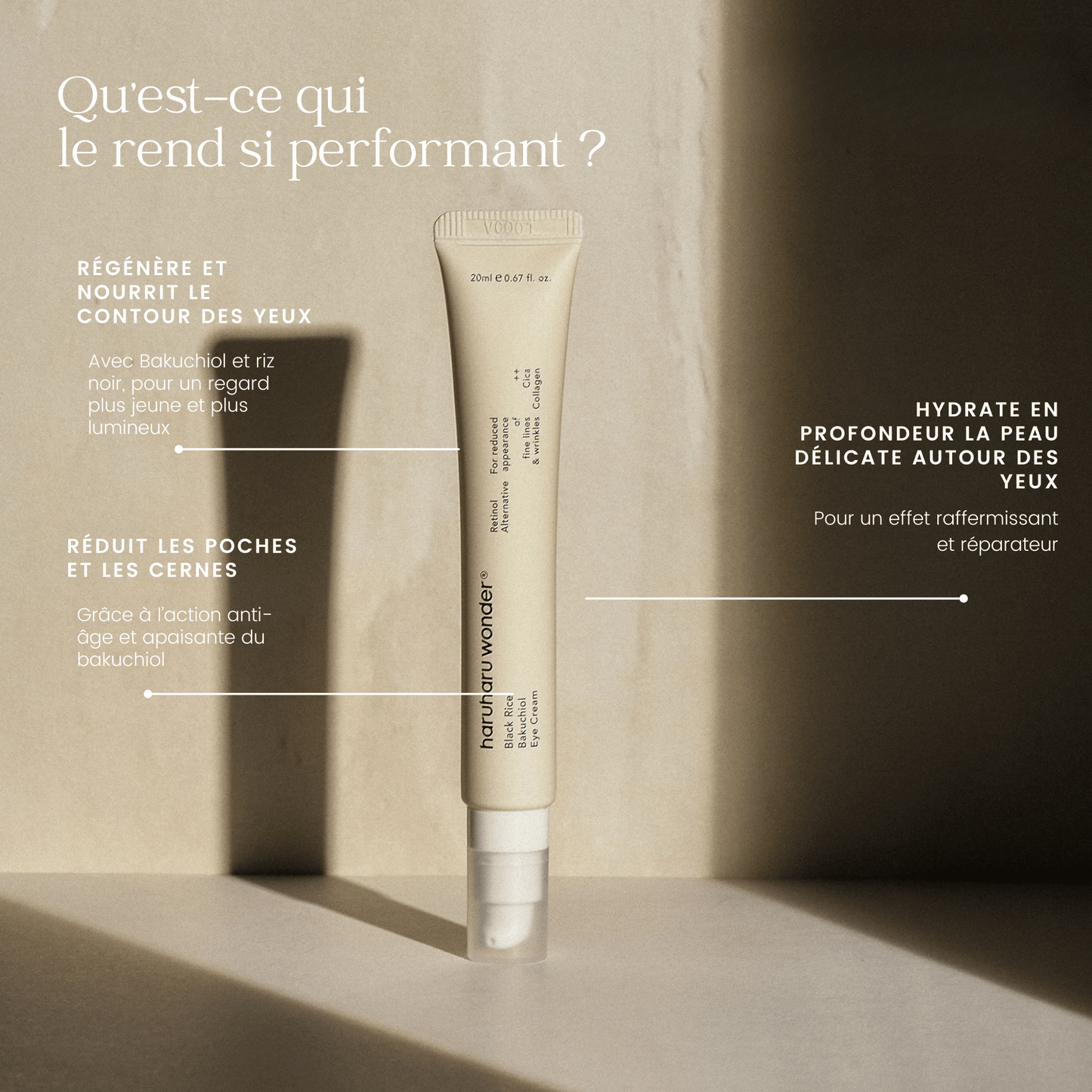 Crème pour le contour des yeux au riz noir Bakuchiol de la marque Haruharu WONDER
