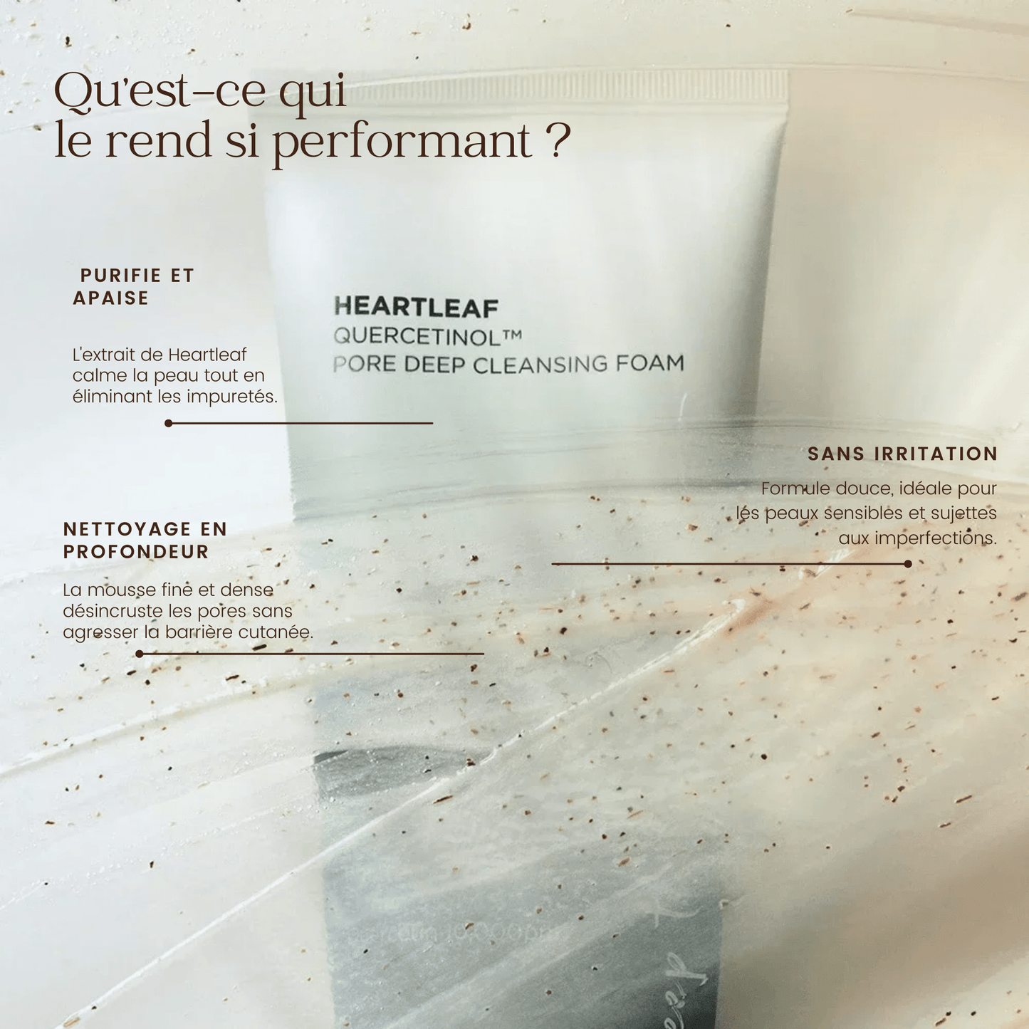 Mousse nettoyante quercétinol Heartleaf de la marque Anua