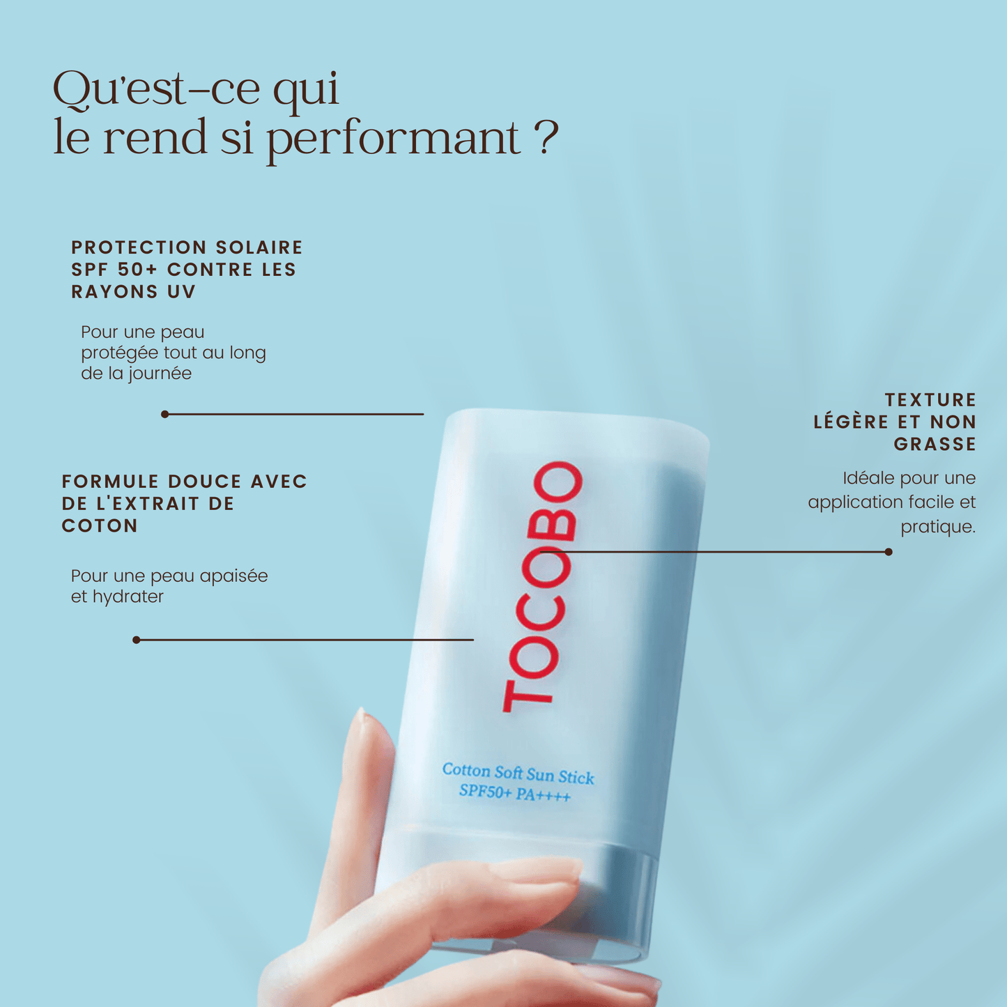 Stick solaire doux en coton de la marque TOCOBO