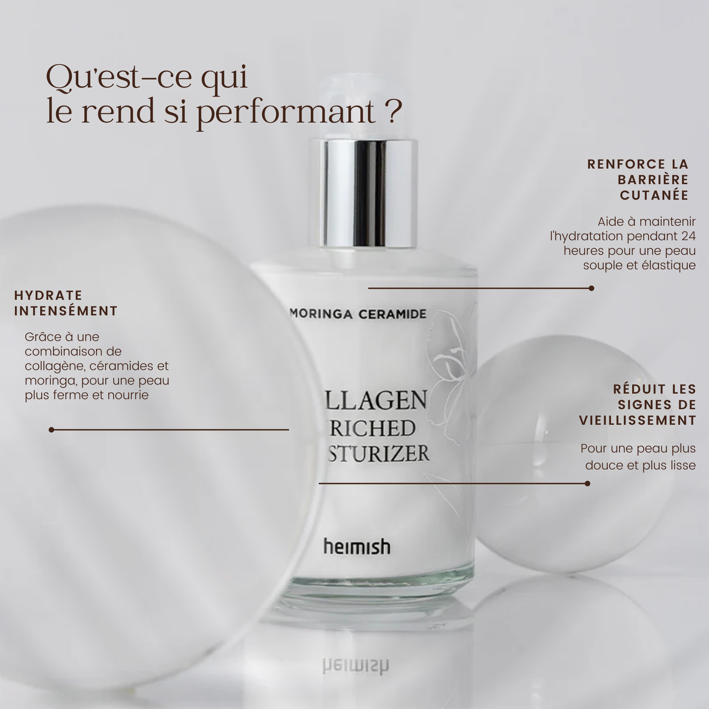 Crème hydratante enrichie en collagène et céramides de moringa