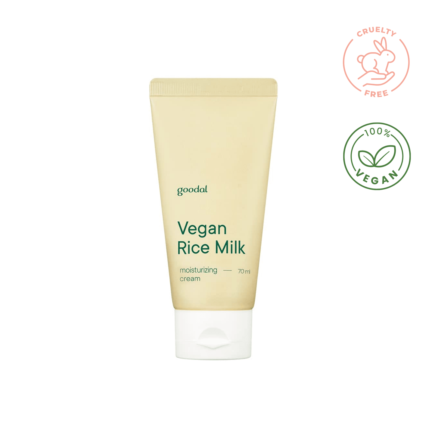 Crème hydratante au lait de riz végétalien de la marque Goodal