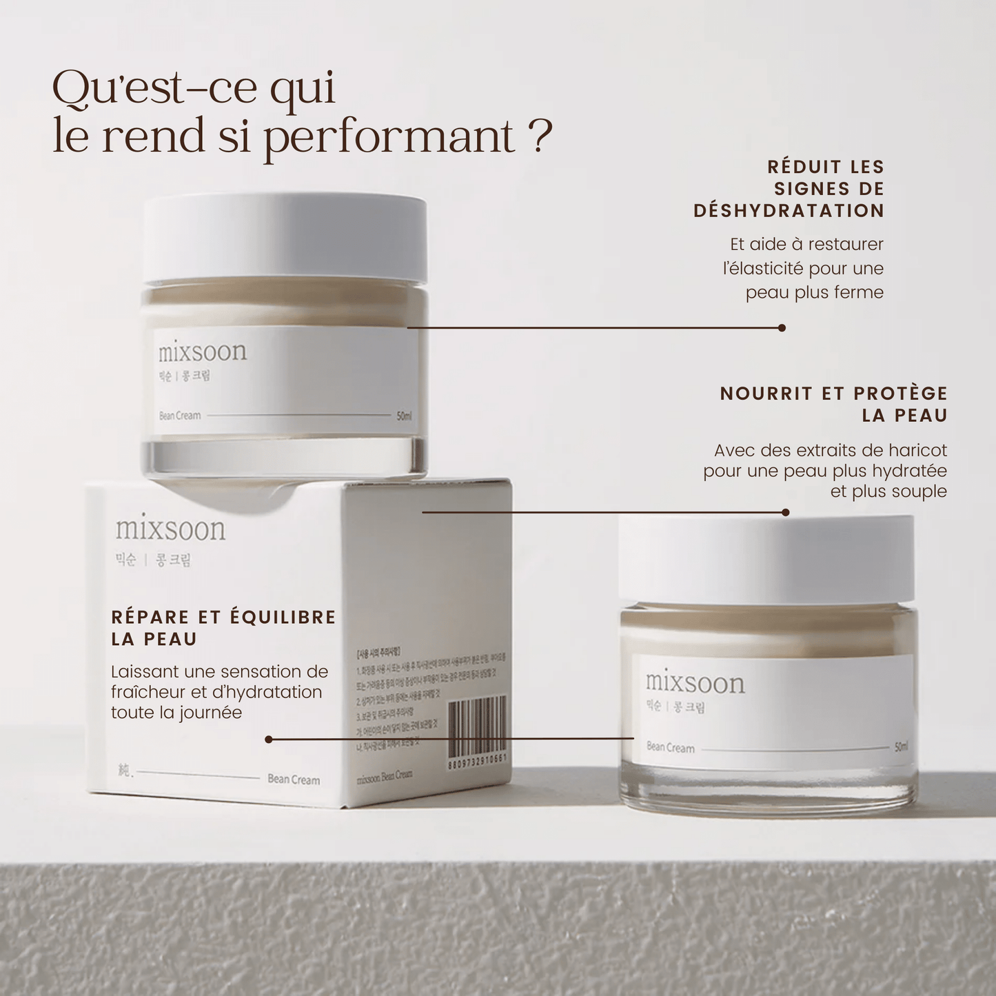 Crème hydratante aux haricots de la marque Mixsoon