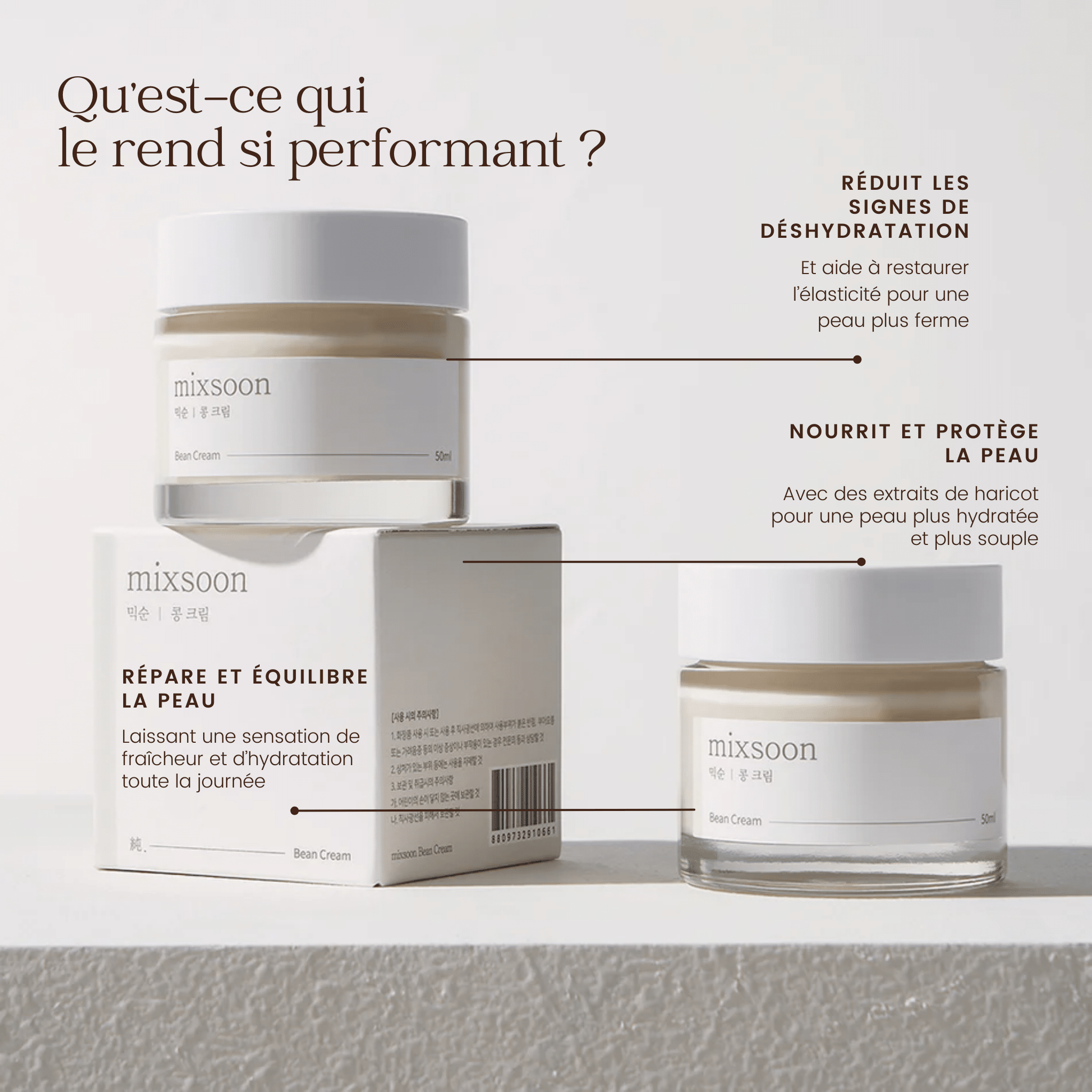 Crème hydratante aux haricots de la marque Mixsoon
