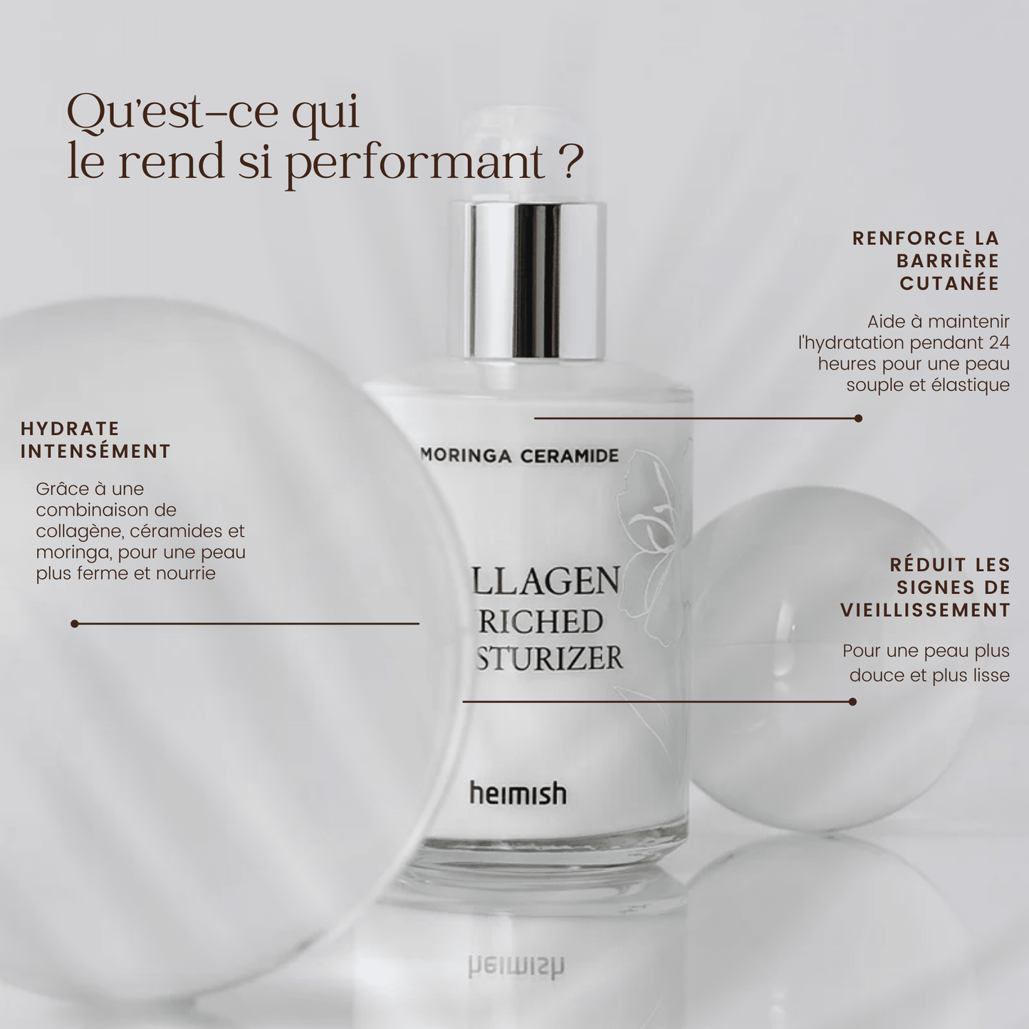 Crème hydratante enrichie en collagène et céramides de moringa de la marque heimish