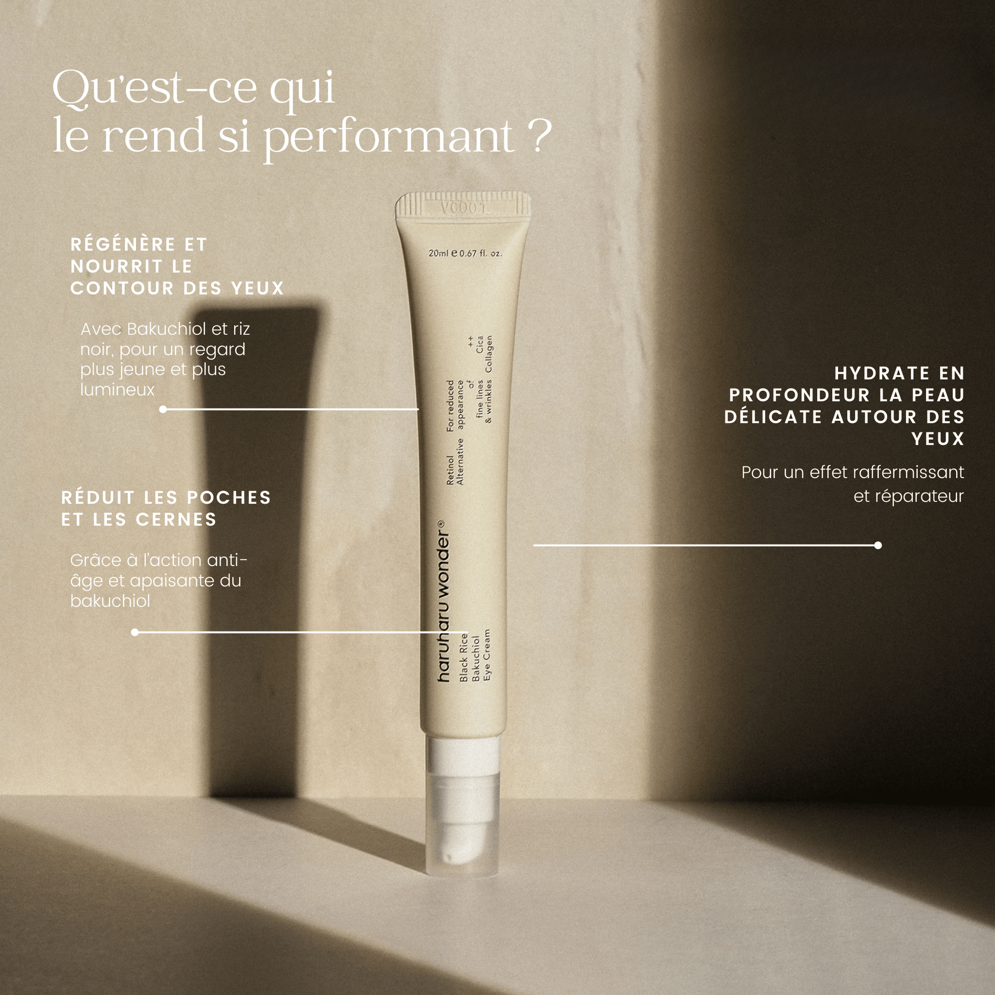 Crème pour le contour des yeux au riz noir Bakuchiol de la marque Haruharu WONDER