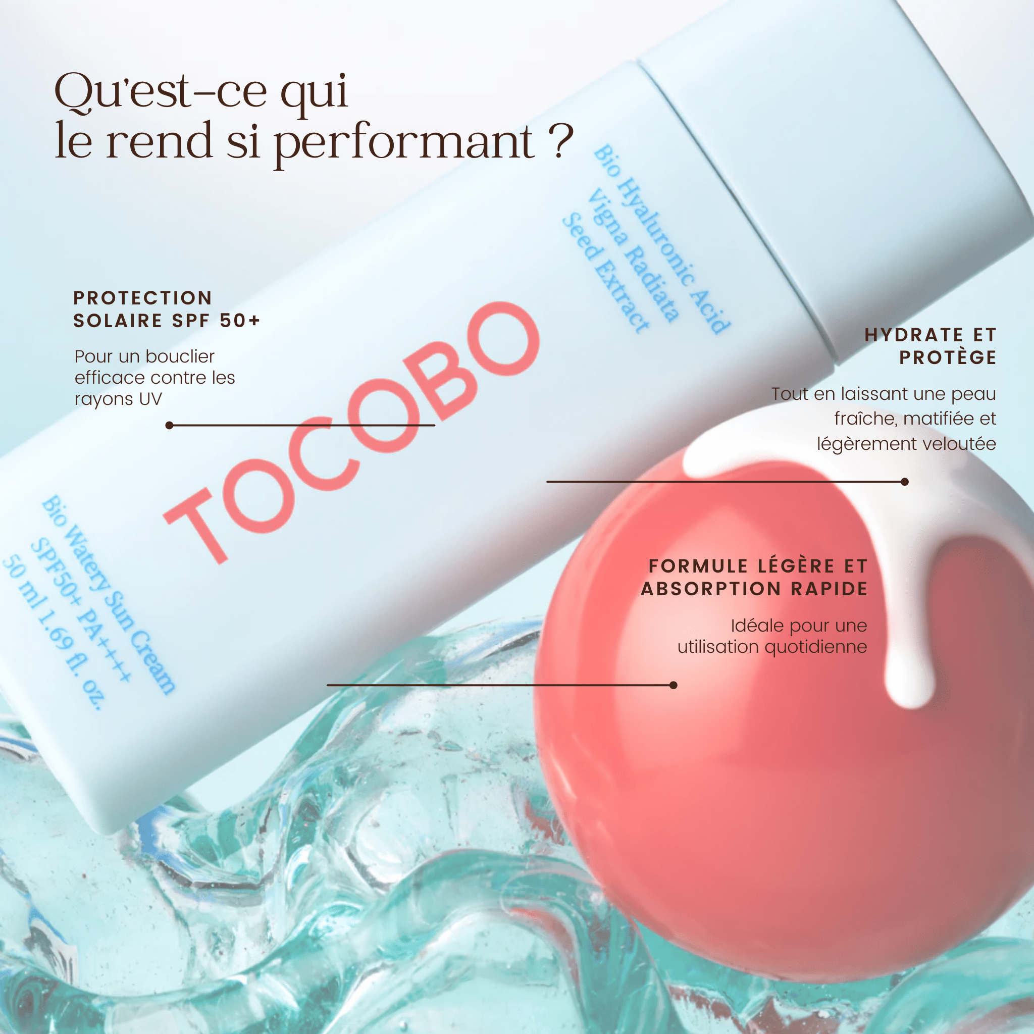 Crème solaire liquide Bio de la marque TOCOBO