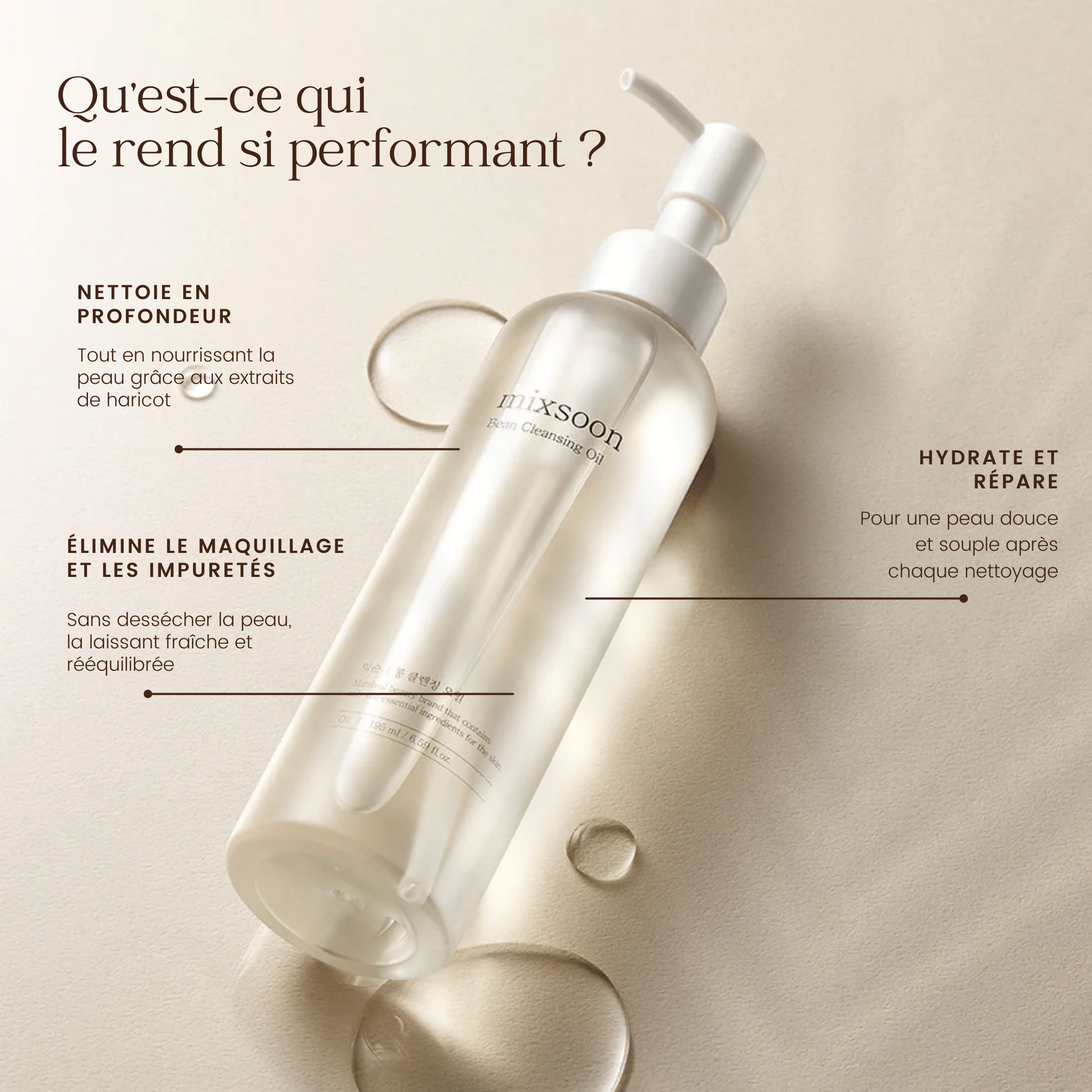 Huile démaquillante naturelle aux ferments de soja  de la marque Mixsoon