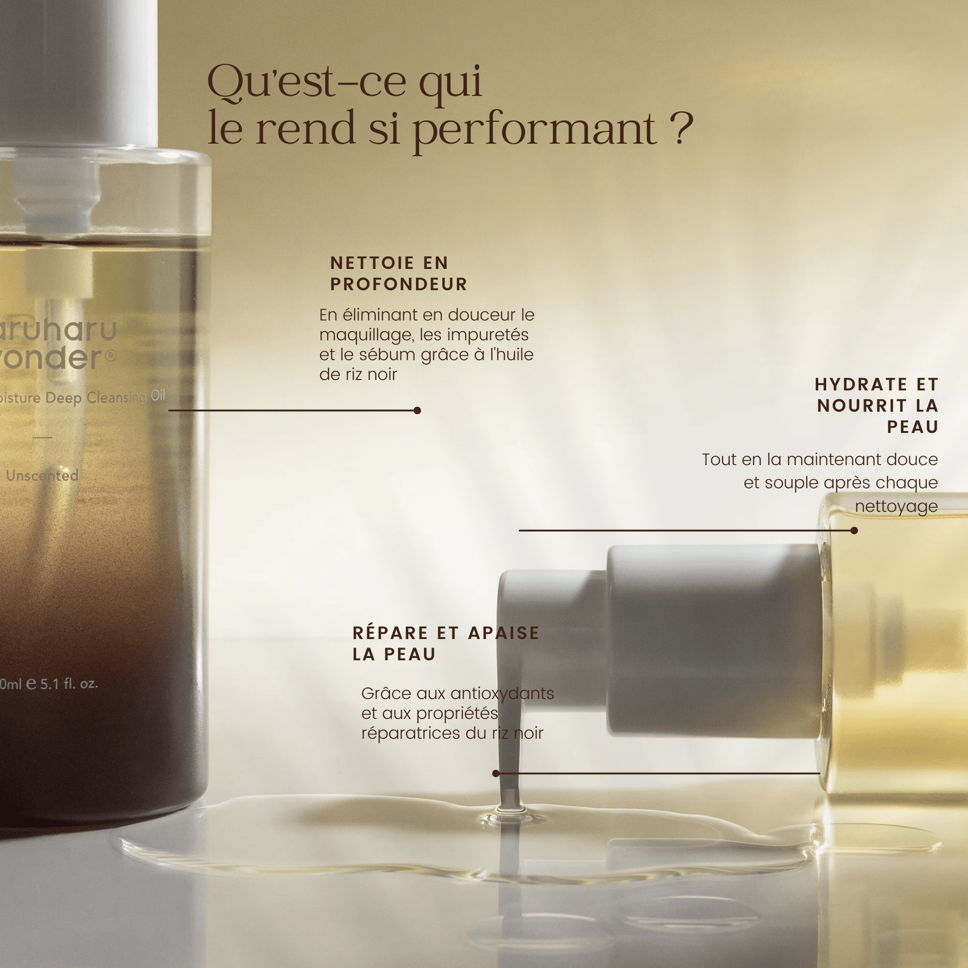 Huile nettoyante hydratante au riz noir de la marque Haruharu WONDER