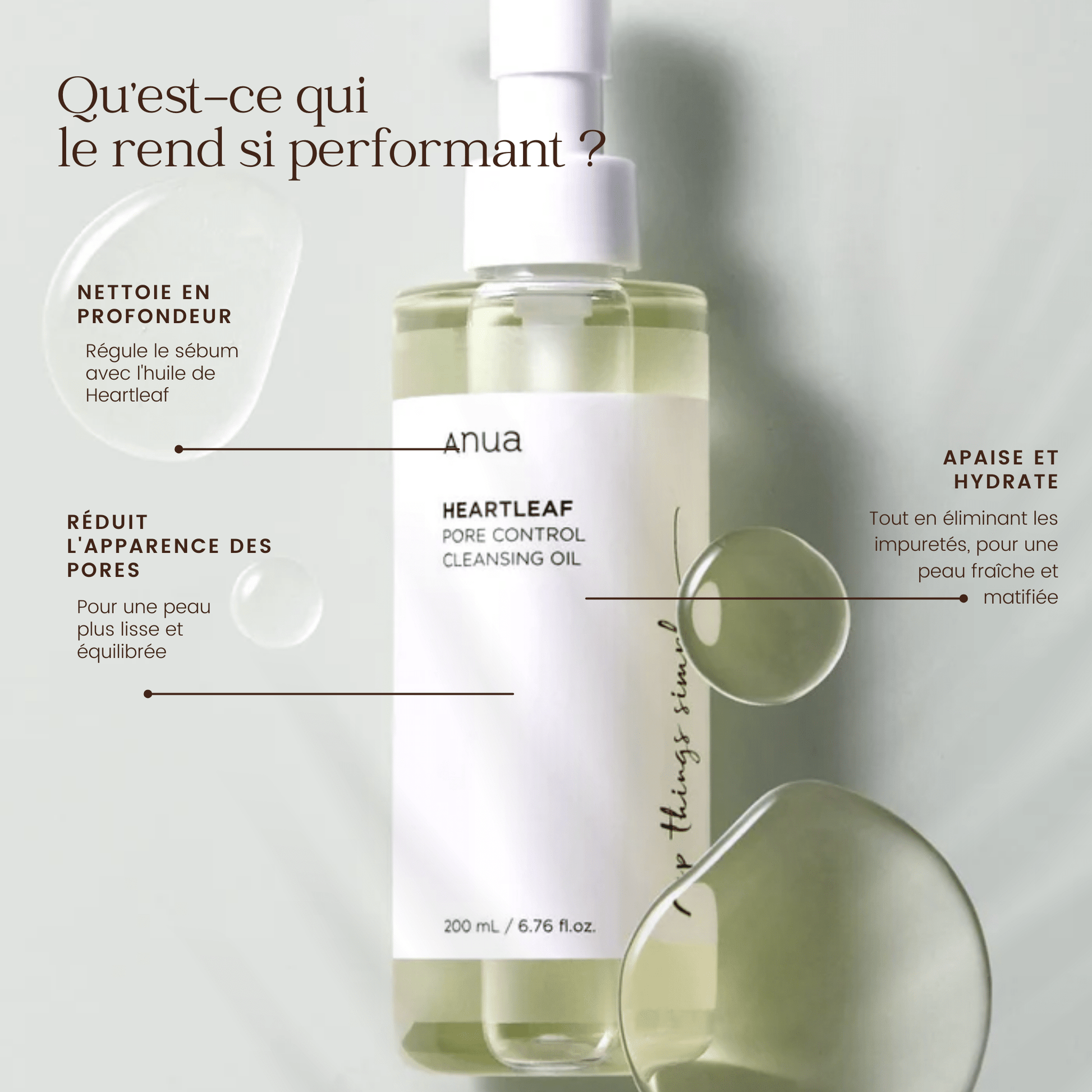 Huile nettoyante pour le contrôle des pores Heartleaf de la marque Anua