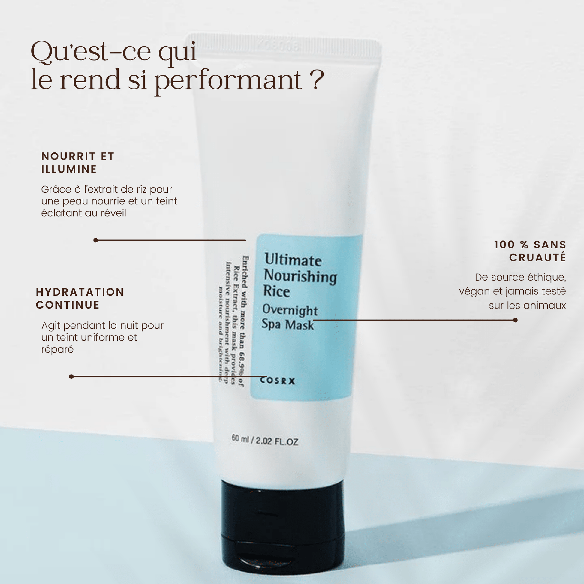 Masque de nuit à l'extrait de riz et de niacinamide de la marque COSRX