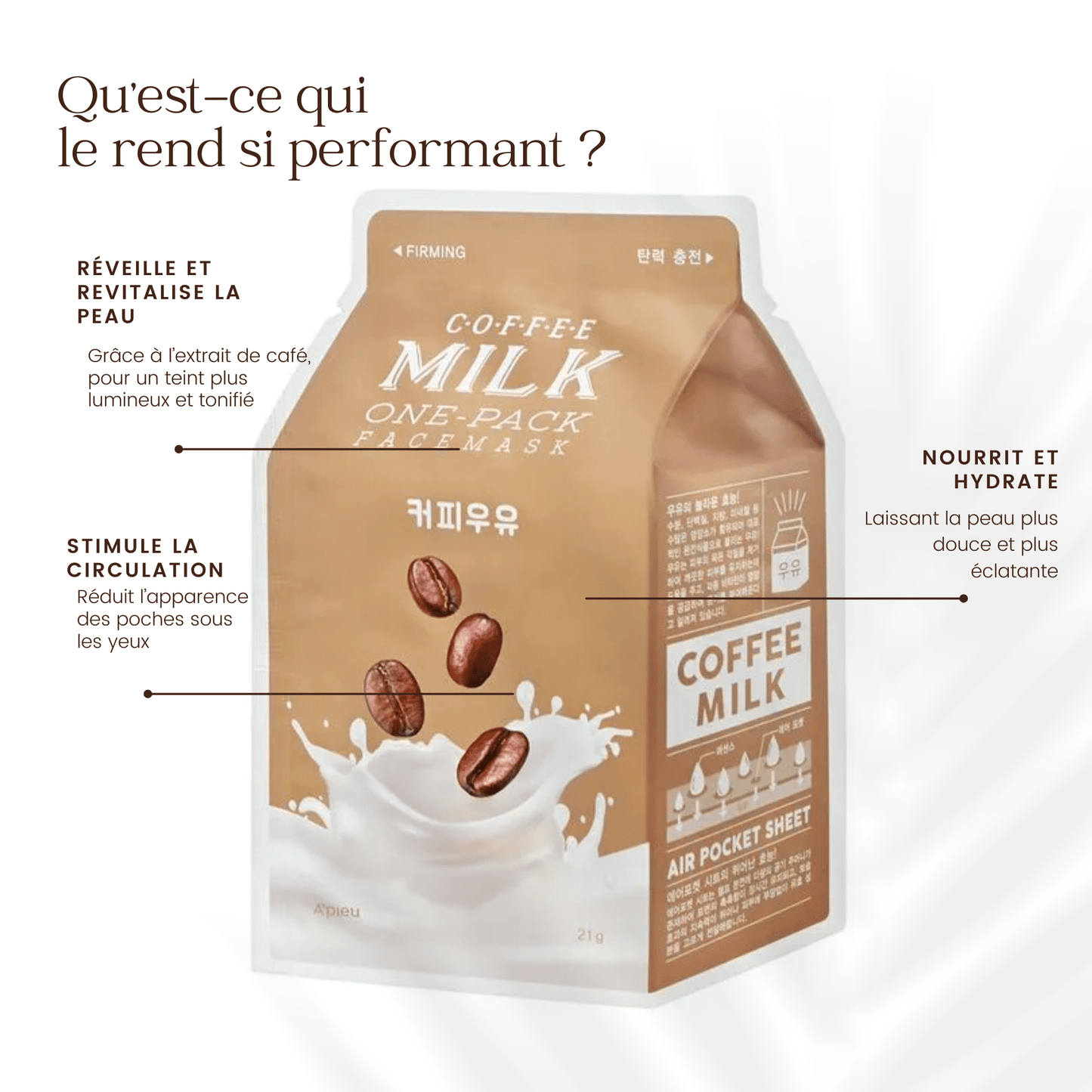 Masque en feuille à base du lait et d'extraits naturels de la marque A'Pieu