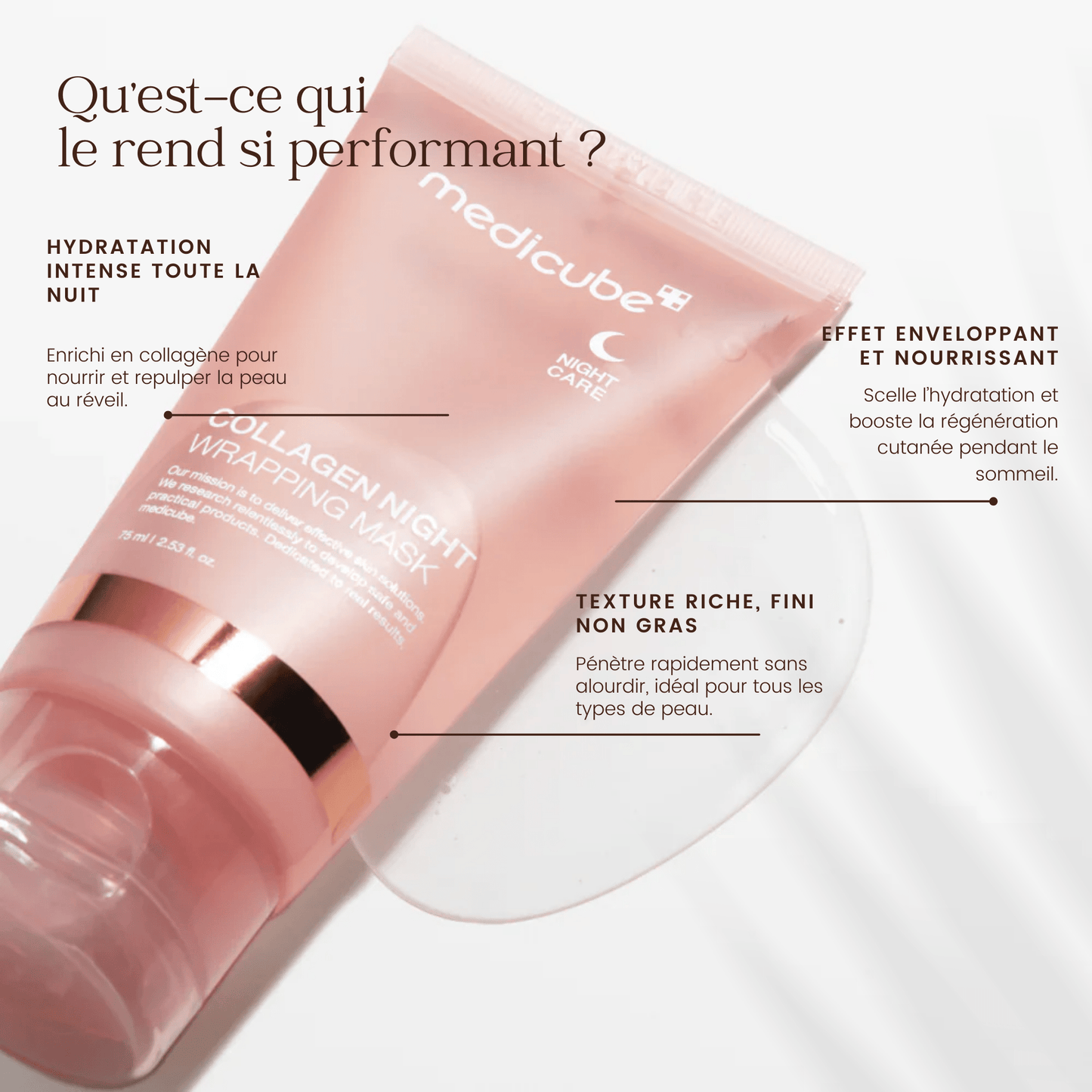 Masque enveloppant de nuit au collagène de la marque medicube