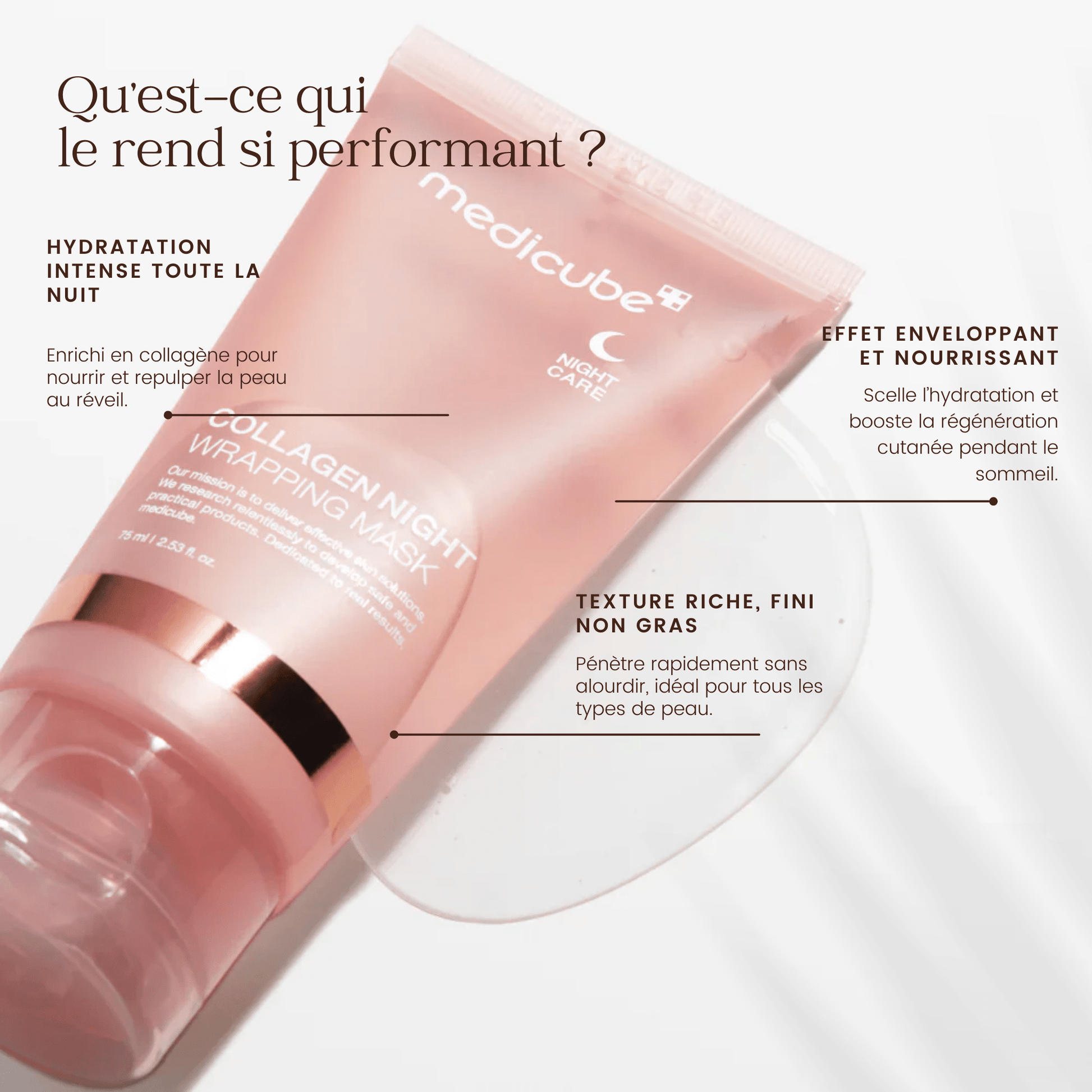 Masque enveloppant de nuit au collagène de la marque medicube