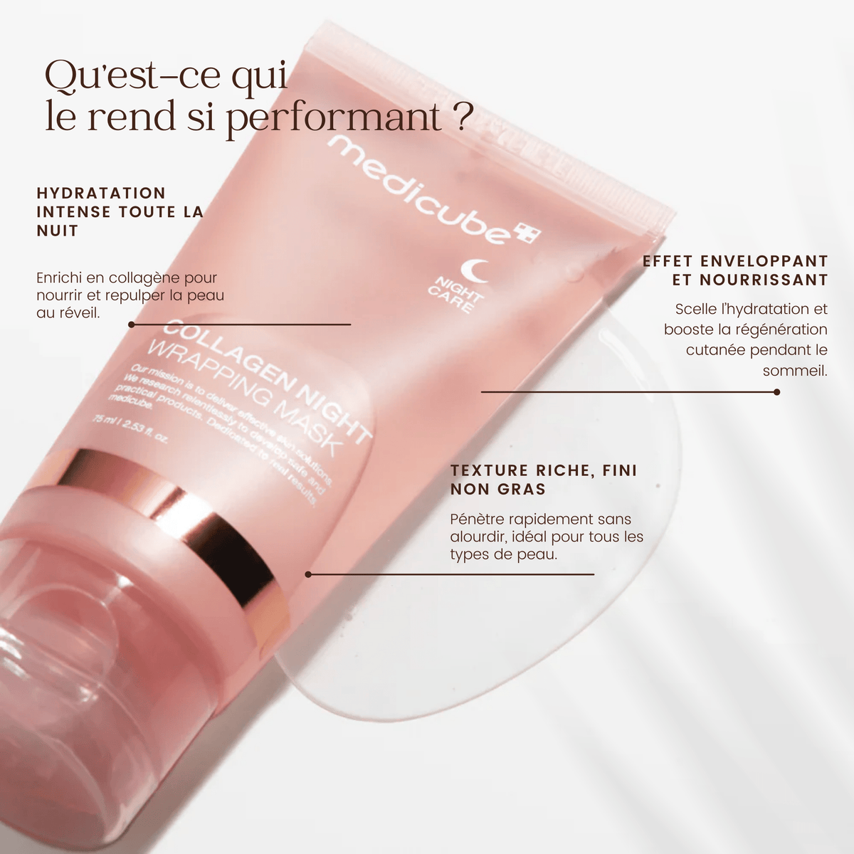 Masque enveloppant de nuit au collagène de la marque medicube