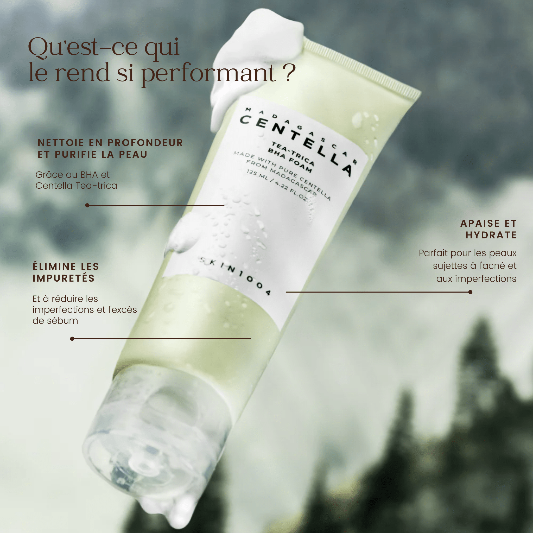 Mousse nettoyante BHA Centella Tea - trica de Madagascar de la marque SKIN1004