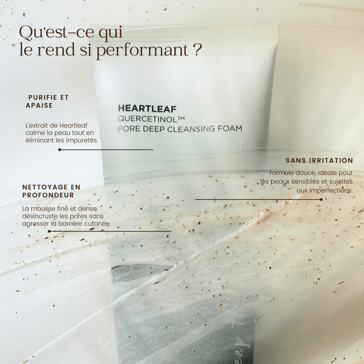 Mousse nettoyante quercétinol Heartleaf de la marque Anua