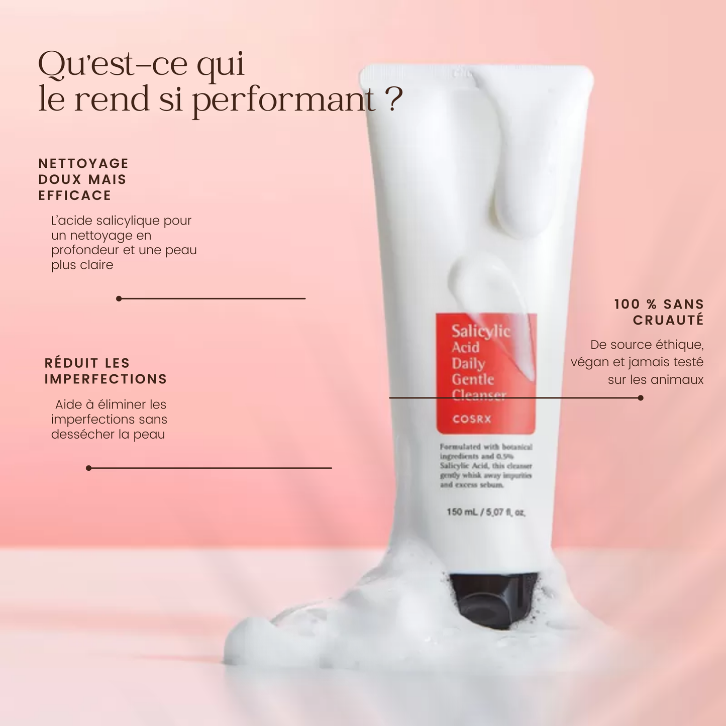 Mousse nettoyante visage à l'acide salicylique de la marque COSRX