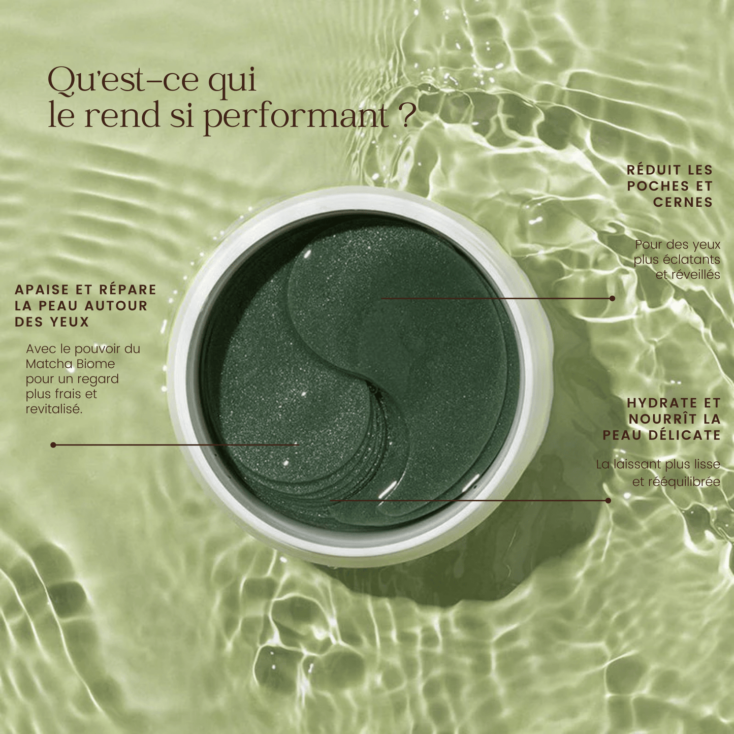 Patch hydrogel pour le contour des yeux Matcha Biome de la marque heimish