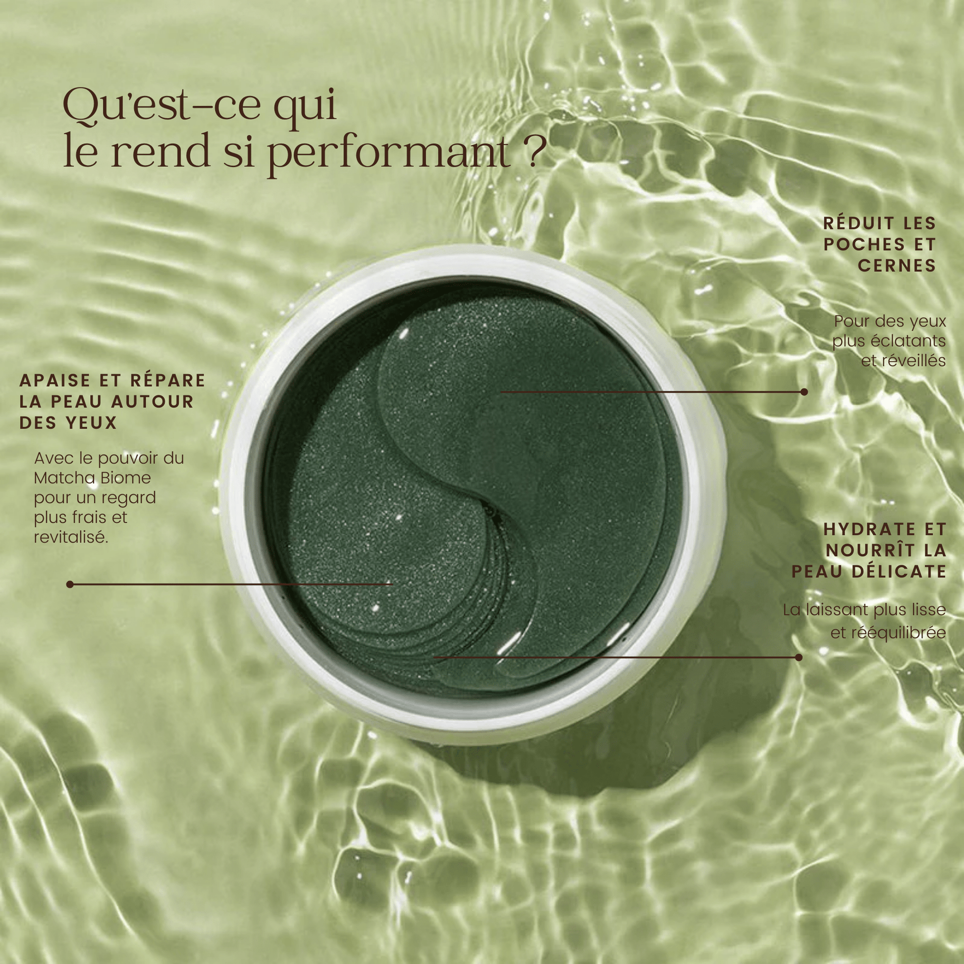 Patch hydrogel pour le contour des yeux Matcha Biome de la marque heimish