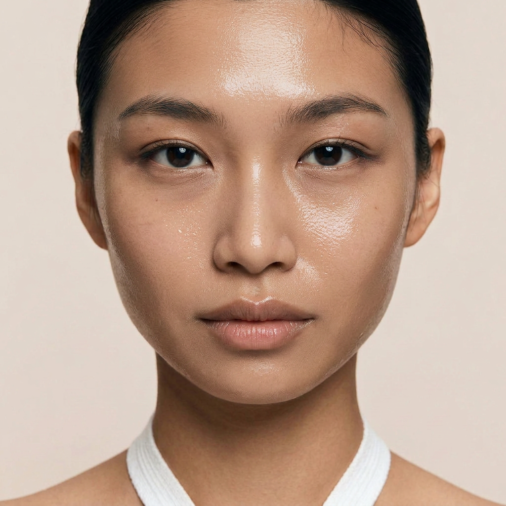 visage femme peau hydraté et repulpé 
