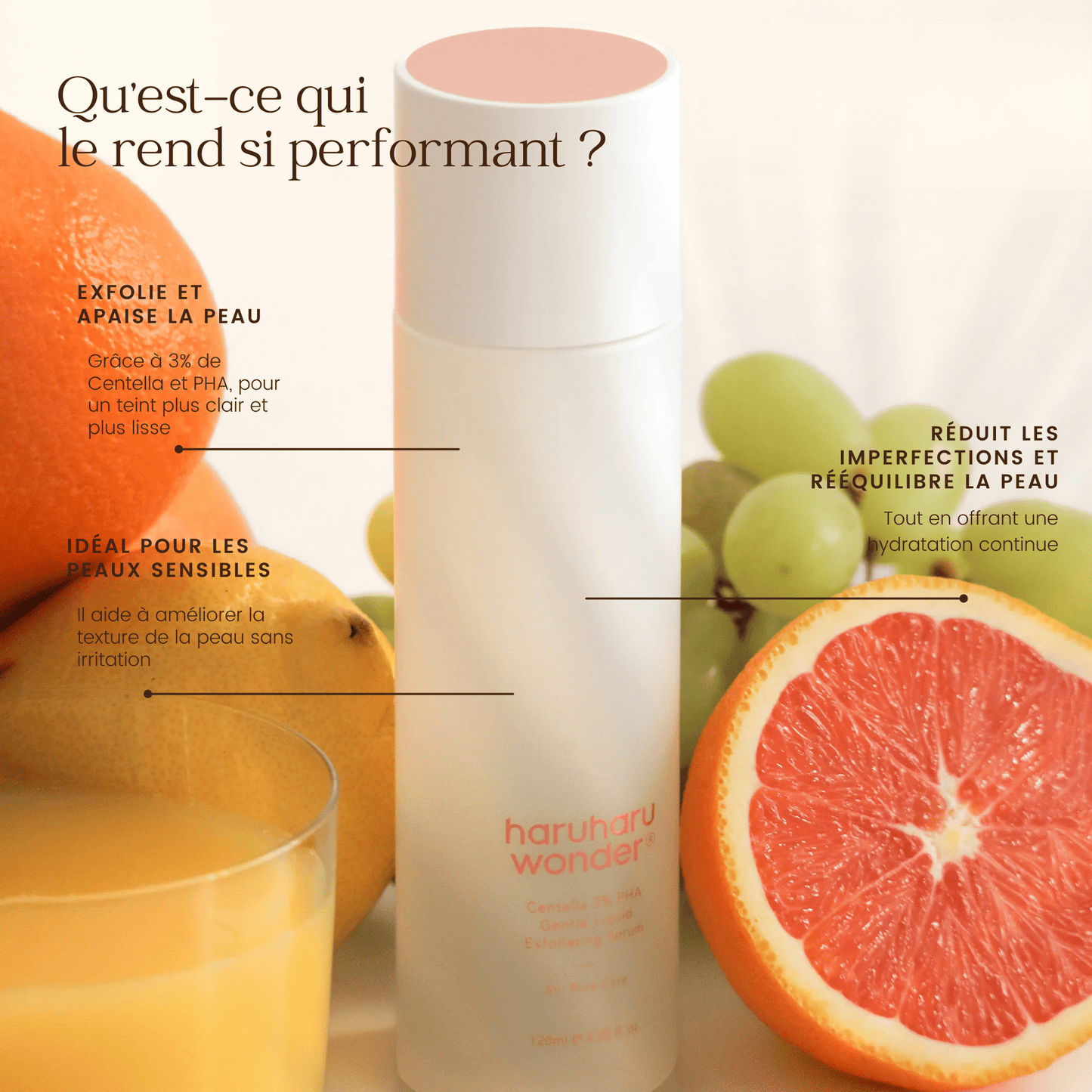 Sérum exfoliant liquide doux Centella 3% PHA de la marque Haruharu WONDER
