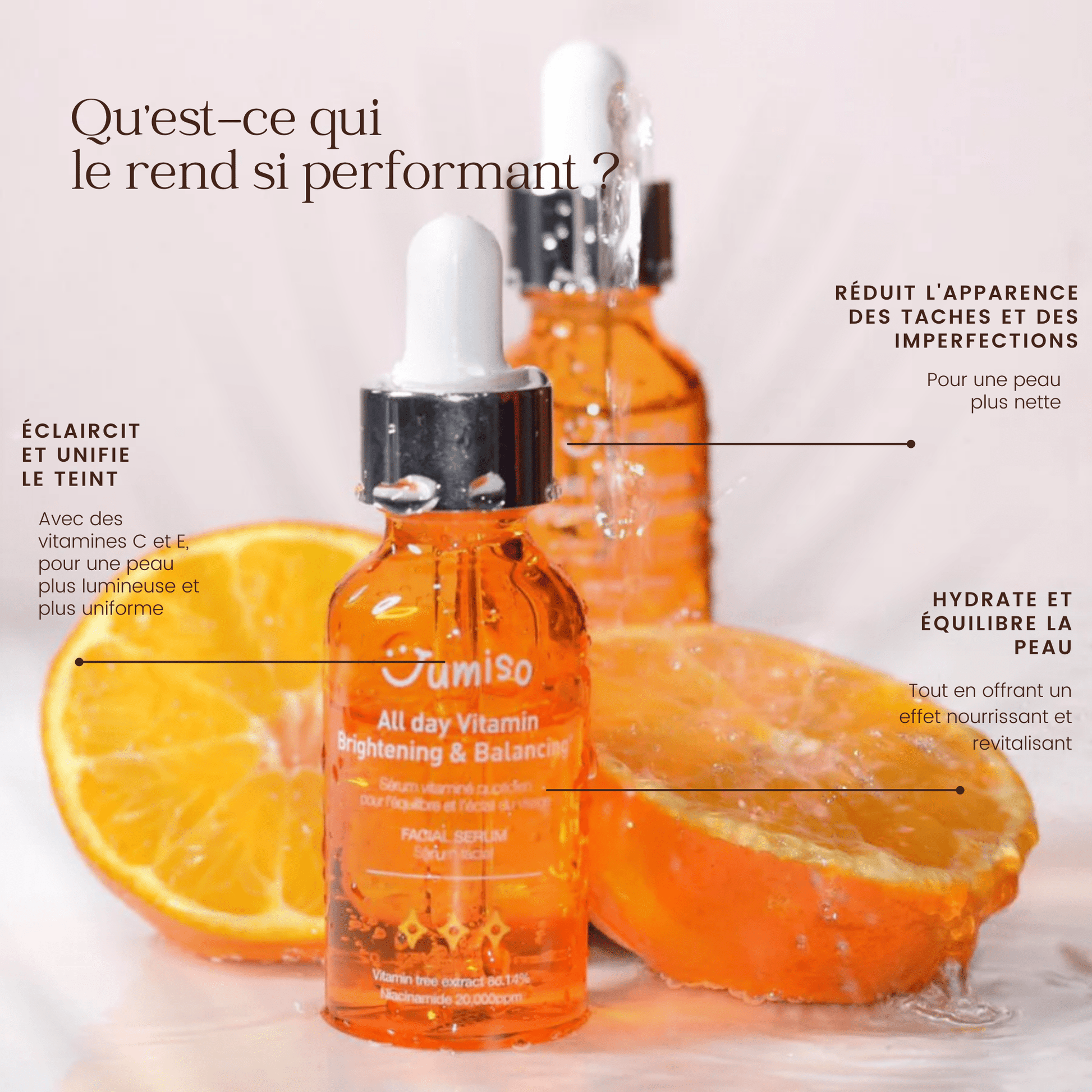 Sérum visage vitaminé éclaircissant et équilibrant de la marque JUMISO