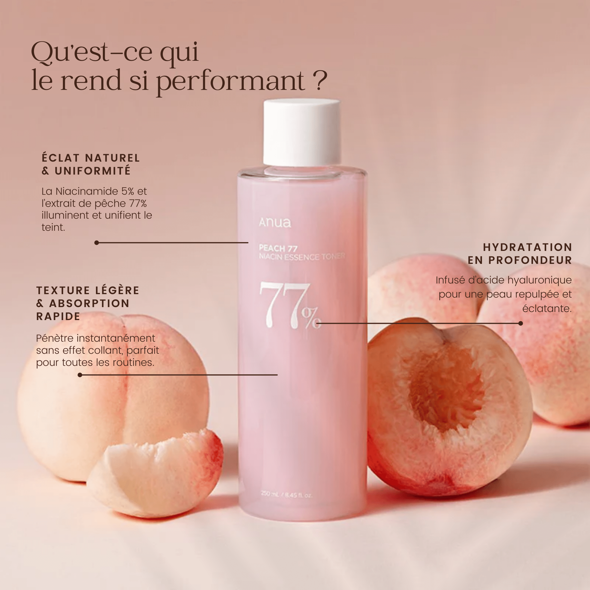 Tonique à l'essence de niacine Peach 77 de la marque Anua