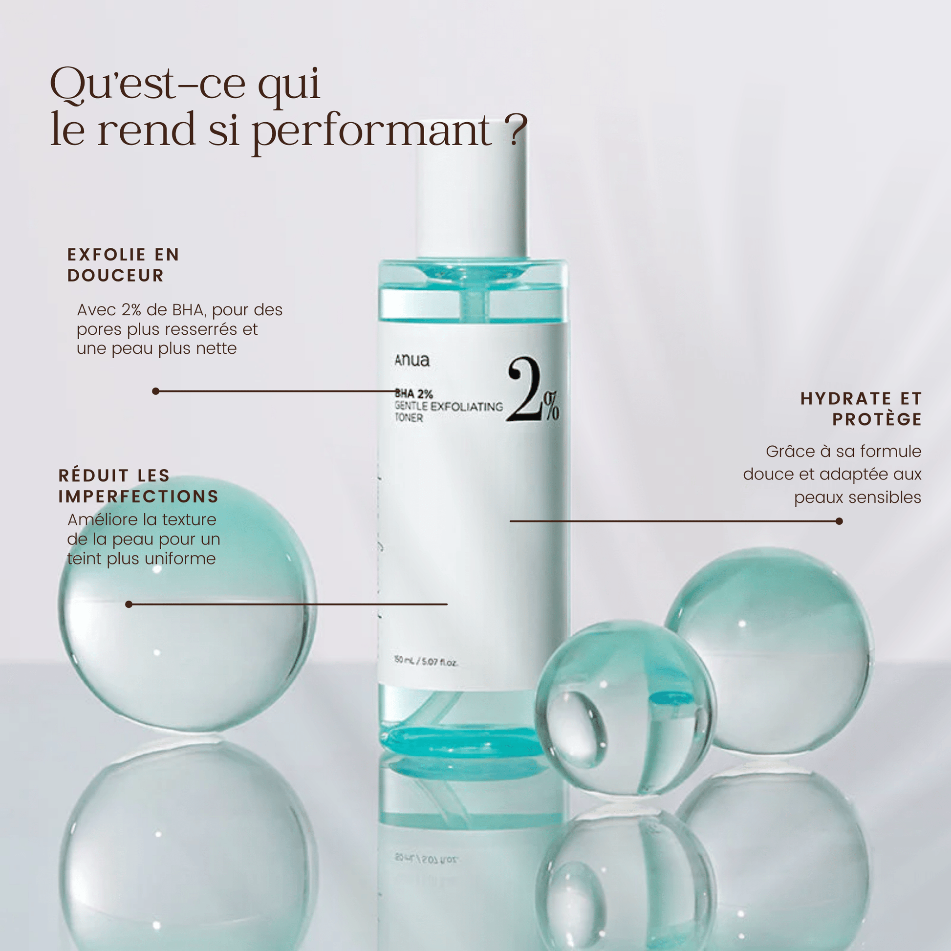 Tonique exfoliant doux BHA 2% de la marque Anua